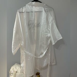 White Bridal Robe with Rhinestone Detail